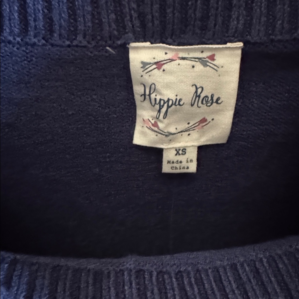 Hippie Rose Navy Knit Cowl Neck or off the Shoulder Sweater NWT XS Cozy New Top - Picture 4 of 7